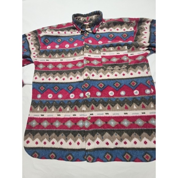 Angelo Litrico Mens Multicolor Vtg Aztec Western Fleece Button Up Shirt Sz L - Picture 6 of 16